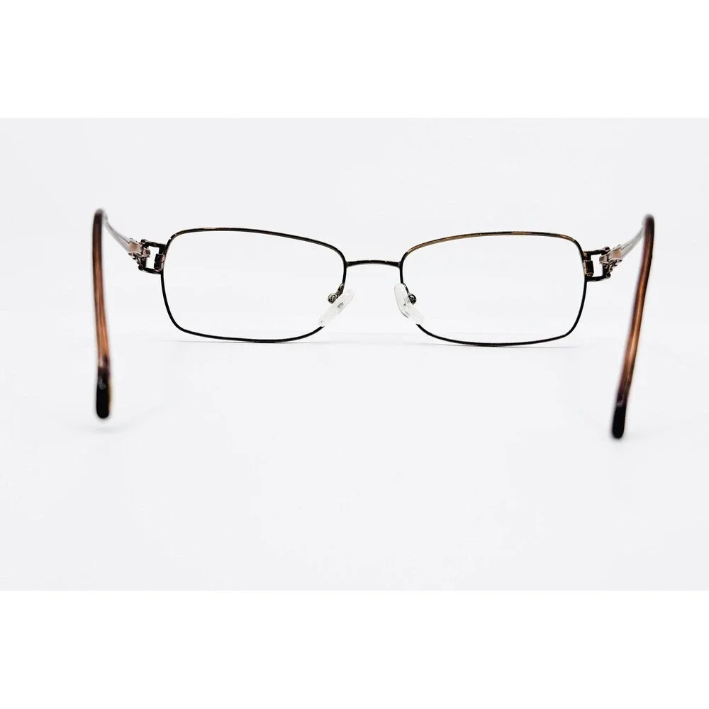 Safilo Eyeglasses Womens Brown Metal Rectangular Frame Italy 135